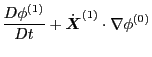 $\displaystyle \frac{D \phi^{(1)}}{D t} + \dot{\ensuremath{\boldsymbol{X}}}^{(1)} \cdot \nabla
\phi^{(0)}$
