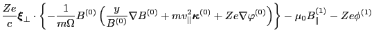 $\displaystyle \frac{Z e}{c} \ensuremath{\boldsymbol{\xi}}_{\perp} \cdot \left\{...
...bla \varphi^{(0)} \right) \right\} - \mu_0
B_{\parallel}^{(1)} - Z e \phi^{(1)}$