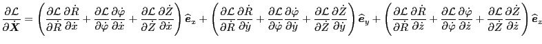 $\displaystyle \frac{\partial \mathcal{L}}{\partial \dot{\ensuremath{\boldsymbol...
...tial \dot{Z}}{\partial \dot{z}} \right) \widehat{\ensuremath{\boldsymbol{e}}}_z$