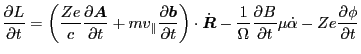 $\displaystyle \frac{\partial L}{\partial t} = \left( \frac{Z e}{c} \frac{\parti...
...artial B}{\partial t} \mu \dot{\alpha} - Z e
\frac{\partial \phi}{\partial t} $