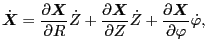 $\displaystyle \dot{\ensuremath{\boldsymbol{X}}} = \frac{\partial \ensuremath{\b...
... + \frac{\partial \ensuremath{\boldsymbol{X}}}{\partial \varphi} \dot{\varphi},$