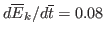 $ d \overline{E}_k / d \overline{t} = 0.08$