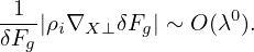 -1-|ρi∇X⊥ δFg| ∼ O(λ0).
δFg
