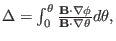 $ \Delta = \int_0^{\theta}
\frac{\mathbf{B} \cdot \nabla \phi}{\mathbf{B} \cdot \nabla \theta} d
\theta,$