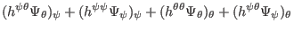 $\displaystyle (h^{\psi \theta} \Psi_{\theta})_{\psi} + (h^{\psi \psi} \Psi_{\ps...
...\theta \theta} \Psi_{\theta})_{\theta} + (h^{\psi \theta}
\Psi_{\psi})_{\theta}$