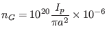 $\displaystyle n_G = 10^{20} \frac{I_p}{\pi a^2} \times 10^{- 6}$