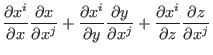 $\displaystyle \frac{\partial x^i}{\partial x} \frac{\partial x}{\partial x^j} +...
...\partial x^j} +
\frac{\partial x^i}{\partial z} \frac{\partial z}{\partial x^j}$