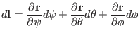 $\displaystyle d\mathbf{l}= \frac{\partial \mathbf{r}}{\partial \psi} d \psi + \...
...}}{\partial \theta} d \theta + \frac{\partial \mathbf{r}}{\partial \phi} d \phi$