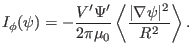 $\displaystyle I_{\phi} (\psi) = - \frac{V' \Psi'}{2 \pi \mu_0} \left\langle \frac{\vert \nabla \psi \vert^2}{R^2} \right\rangle .$