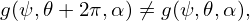 g(ψ,𝜃,α) = g(ψ, 𝜃+ 2π,α− 2πq),
