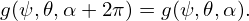 g(ψ,𝜃,α +2π ) = g(ψ,𝜃,α).
