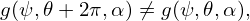 g(ψ,𝜃+ 2π,α ) ⁄= g(ψ,𝜃,α),
